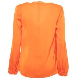 Orange blouse with wide V-neck