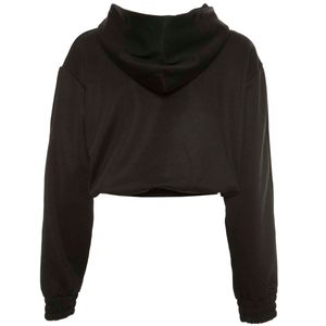 Felpa nera cropped con bottoni sulle maniche