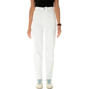 Jeans relaxed fit dritti a vita alta bianchi