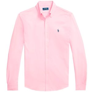 Pink button-down shirt in cotton piqué