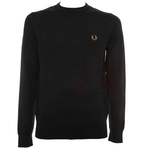Crew-neck sweater with embroidered laurel
