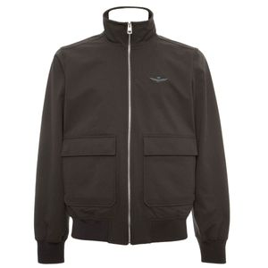 Technical fabric jacket with maxi pockets and logo