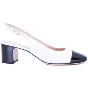 Two-tone Glossy slingback in real leather