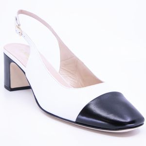 Two-tone Glossy slingback in real leather