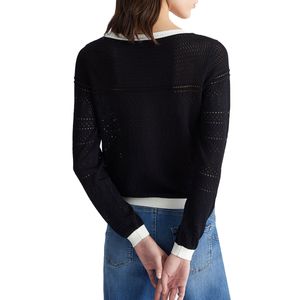 Perforated crew-neck sweater in viscose