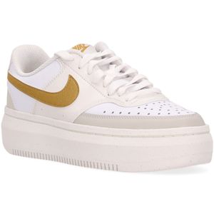 Sneakers Court Vision alta bianca con logo oro