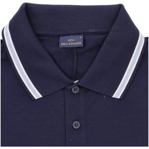 Cotton polo shirt with two-tone band on the collar
