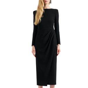 Techno cady dress with side draping