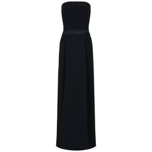 Long strapless dress in techno crepe
