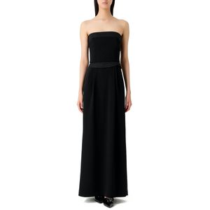 Long strapless dress in techno crepe