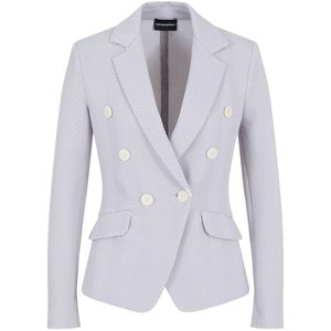 Double-breasted jacket in embossed chevron jacquard jersey