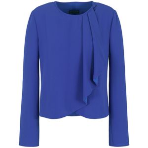 Jacket with wallet closure and ruffle in textured crepe