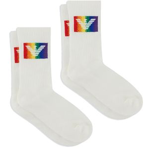 Set di 2 calze in spugna con logo sporty rainbow