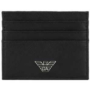 Saffiano eco-leather card holder with eagle plaque