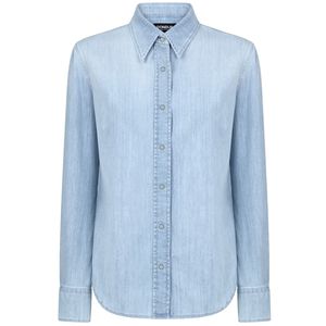 Light denim shirt with mother-of-pearl buttons