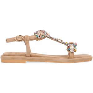 Flat sandal with stones
