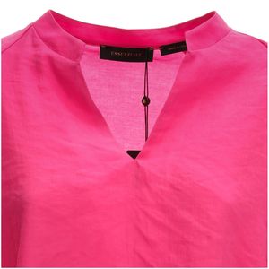 Solid color long-sleeved blouse with V-neck