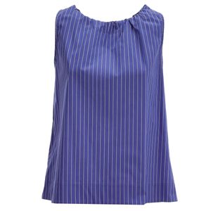 Top blu a righe con chiusura a laccio