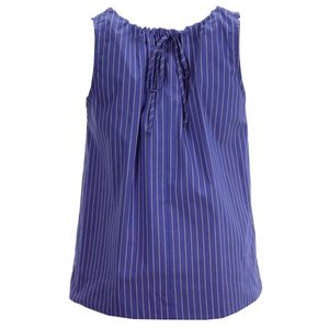 Top blu a righe con chiusura a laccio