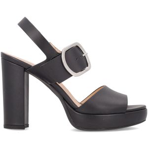 Leather block heel sandal