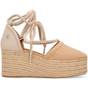 Linen sandals with rope wedge