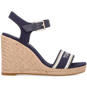 Sandal with wedge and logo band