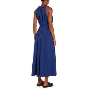 Fidato blue dress in cotton with belt at the waist