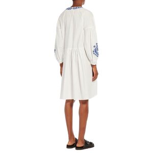 White Dirce dress with blue embroidery