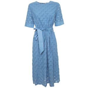 Embroidered cotton dress with belt