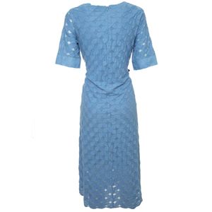 Embroidered cotton dress with belt