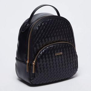 Woven eco-leather backpack with logo