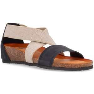 Two-tone sandal with cork wedge