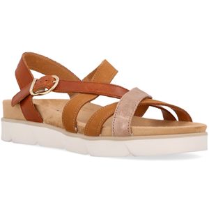 Colorblock leather sandal with wedge