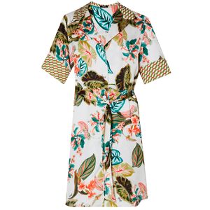 Fluid shirtdress with tropical print