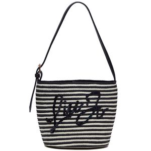 Borsa secchiello in rafia a righe