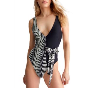 Costume intero con cintura e stampa animalier