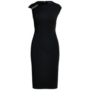 Black cocktail dress with chain detail