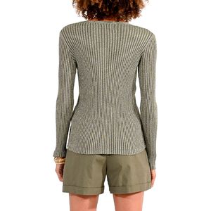 Cardigan a V in viscosa con lurex