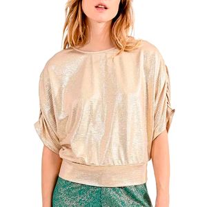 Golden top with draped sleeves