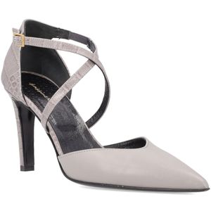 Gray neckline in genuine leather