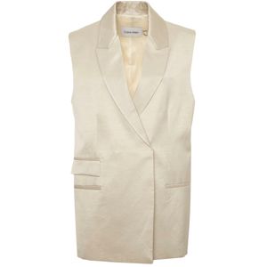 Gilet sartoriale beige in viscosa