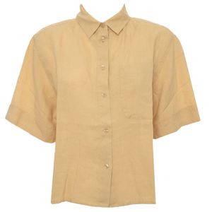 Relaxed-fit linen shirt with short sleeves