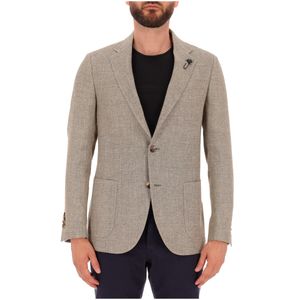 Giacca beige in lana e lino