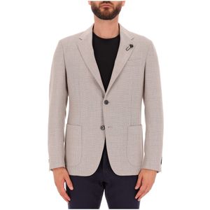 Giacca monopetto beige in fresco lana
