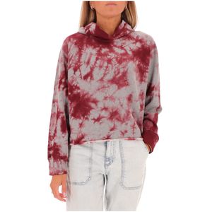 Felpa bordeaux e grigia effetto tie-dye