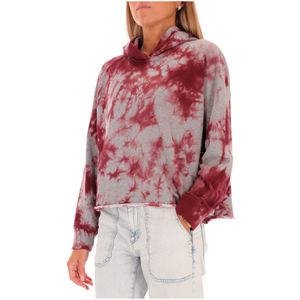Felpa bordeaux e grigia effetto tie-dye