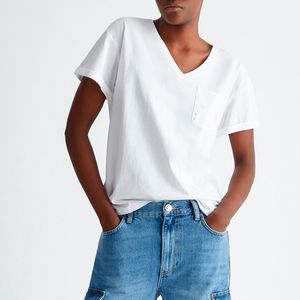 T-shirt with pocket and rhinestones