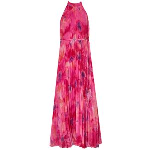 Pink floral pleated dress