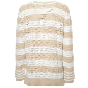Maglione forato in cotone a righe bicolore