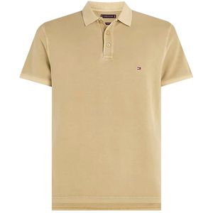 Regular fit garment dyed polo shirt with flag